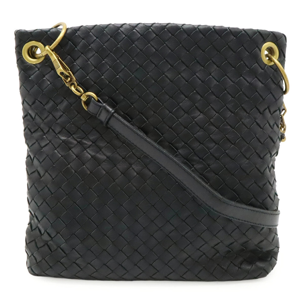 BOTTEGA VENETA Intrecciato Crossbody Bag Leather Black